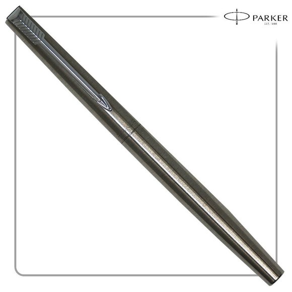 Parker 15 Flighter Brushed Stainless Steel Fountain Pen Vintage - Picture 1 of 4